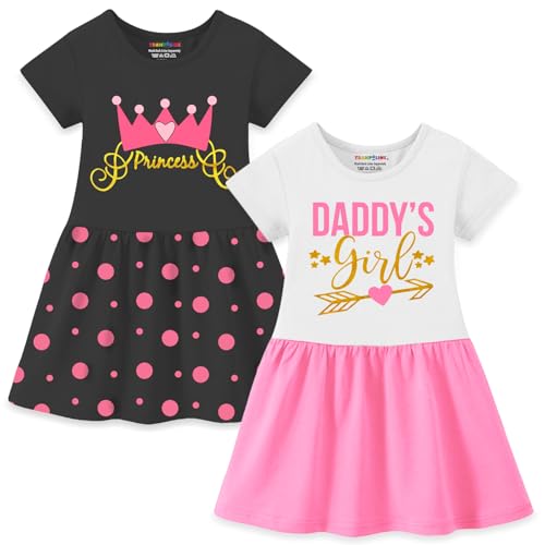 Trampoline Pack of 2 Girls Midi/Knee Length Half Sleeve Dress (TRM-DRS-248) Multicolour