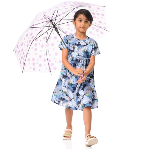 Nuego Pure Cotton Girls Dresses with Floral Print, Short Sleeves & Round Neck Midi Dress for Kids Girls Casual Frock, Ultra Soft & Comfortable Girls Dress for 4-5 Years - Blue - Image 3
