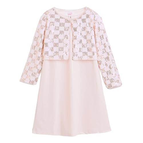 Hopscotch Girls Embellished Print Sleeveless Peach Party Dresses (HPL-4820922)