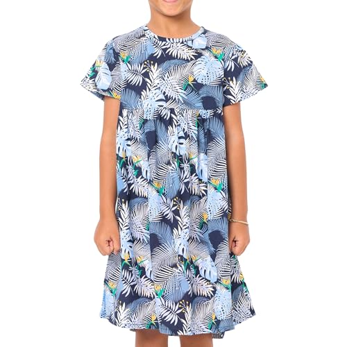 Nuego Pure Cotton Girls Dresses with Floral Print, Short Sleeves & Round Neck Midi Dress for Kids Girls Casual Frock, Ultra Soft & Comfortable Girls Dress for 4-5 Years - Blue - Image 7