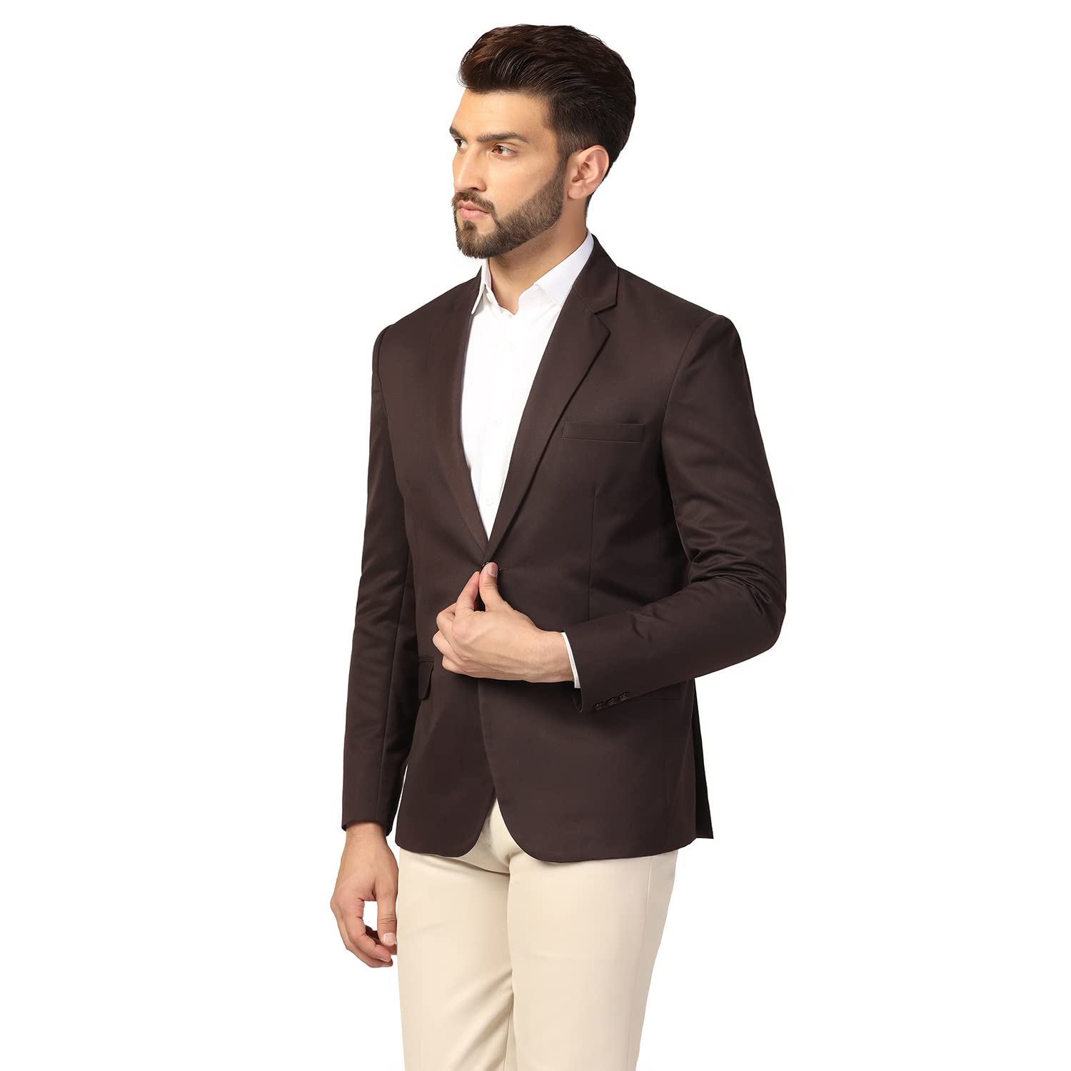 TAHVO Mens Cotton Blend Slim Fit Blazer(Brown, 36) - Image 6