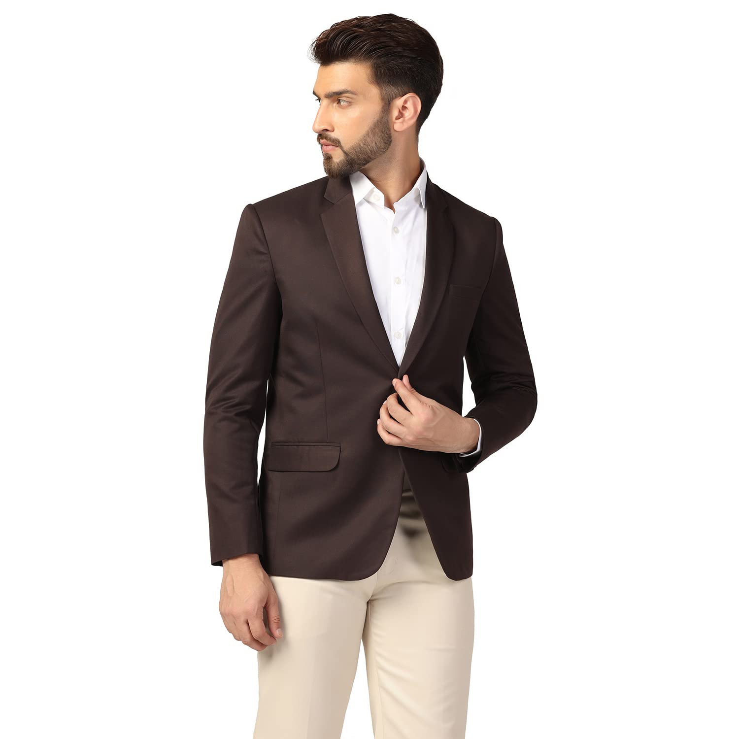 TAHVO Mens Cotton Blend Slim Fit Blazer(Brown, 36) - Image 7