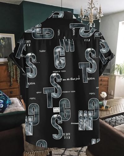 Certizo Men Stylish Premium Branded Typography Print Festival Printed Cotton Stretchable Fabric Slim Fit Half Sleeve Cut Away Collar Casual Shirt (in, Alpha, L, Regular, Black) - Image 4