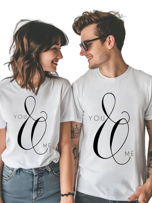 EPIKO You and Me Typography Printed Couple Tshirt | Stylish Couple Tshirt (Pack of 2) - Image 5