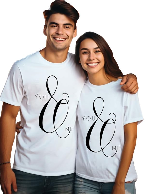 EPIKO You and Me Typography Printed Couple Tshirt | Stylish Couple Tshirt (Pack of 2) - Image 4