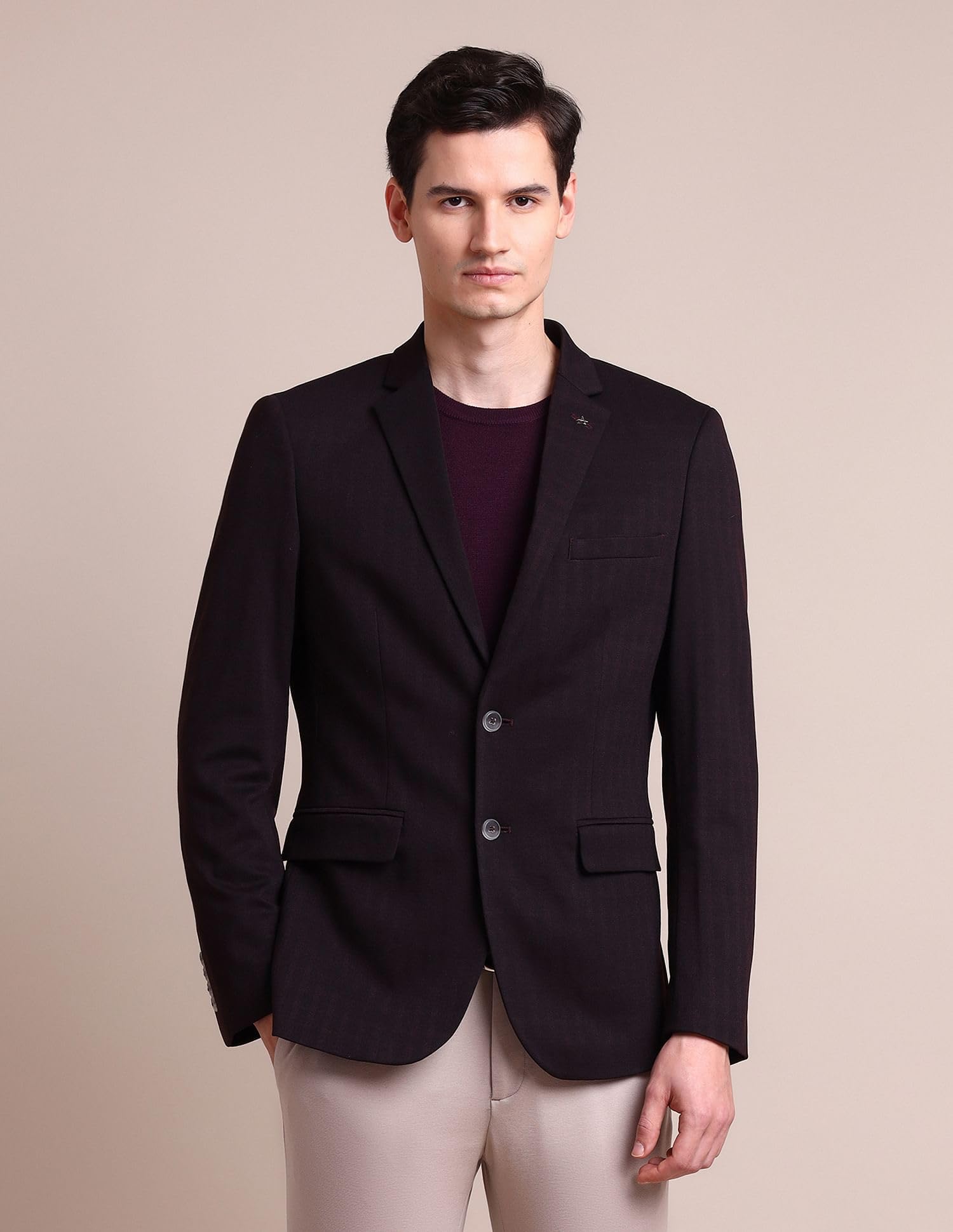 Arrow Men's Classic Casual Blazer (ARADOBZ0018_Maroon - Image 4