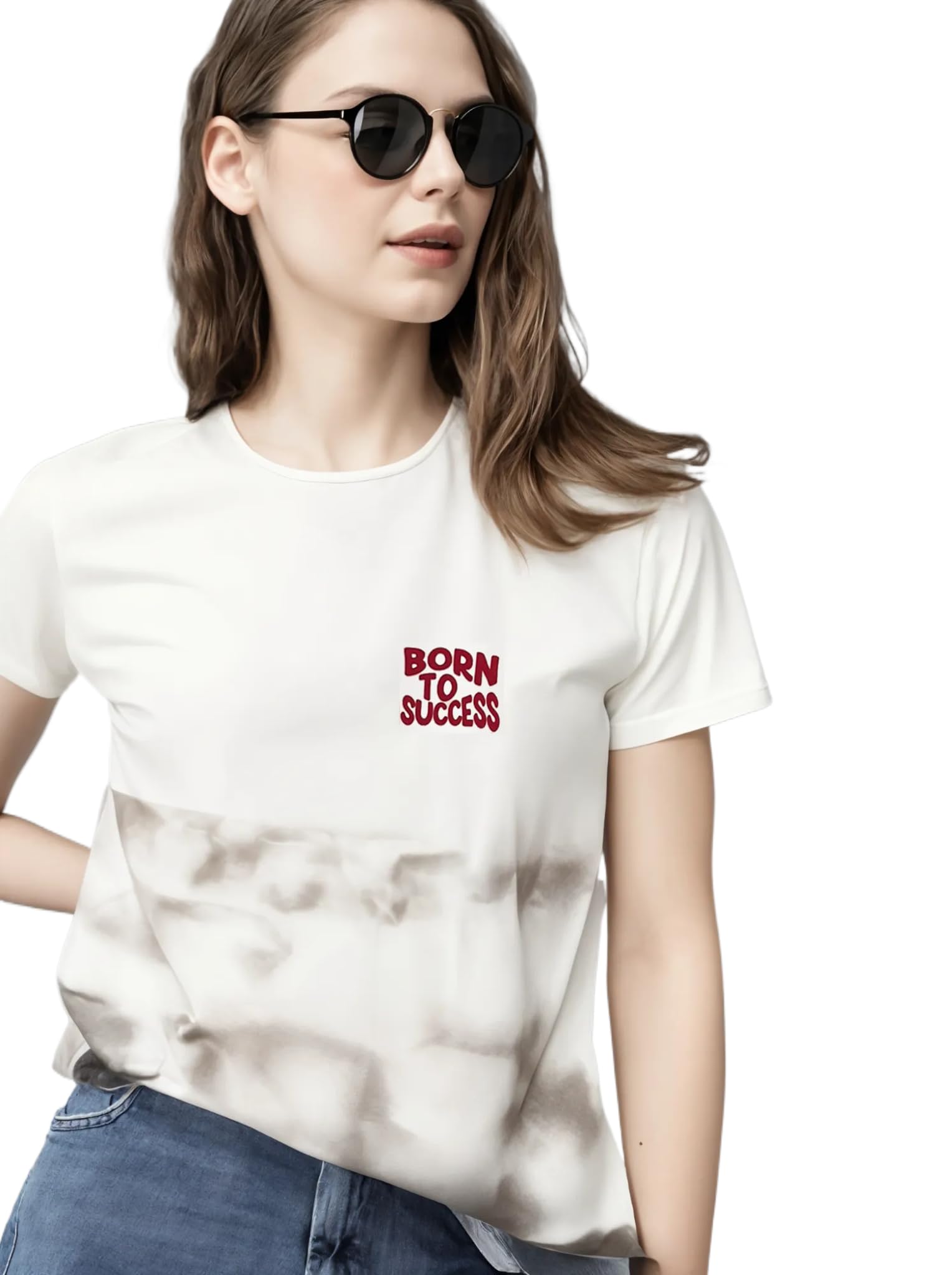 Mack Jonney Women Printed Cotton Rich T Shirt | Round Neck Tshirts|Half Sleeves|Printed-Regular Fit-Mack640807