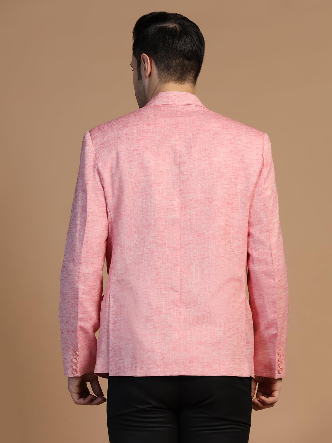 TAHVO Men's Blazer Regular Fit Linen Blend – Single Breasted Blazer for Men, Side Vents - Ideal for All Purpose Causal, Formal, Festival, Party and Wedding, Pink, Size-M - Image 5