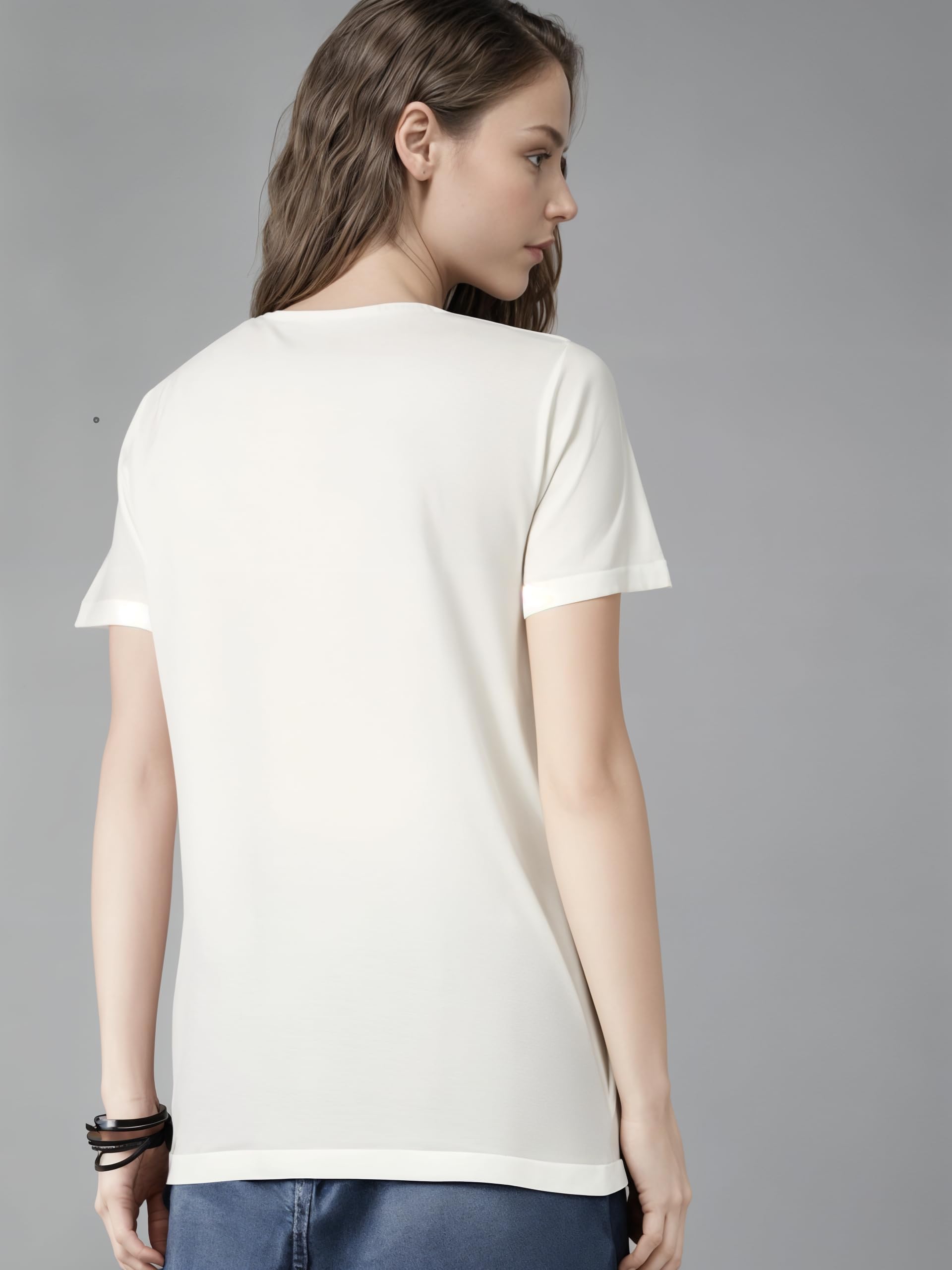 Mack Jonney Women Printed Cotton Rich T Shirt | Round Neck Tshirts|Half Sleeves|Printed-Regular Fit-Mack640807 - Image 4