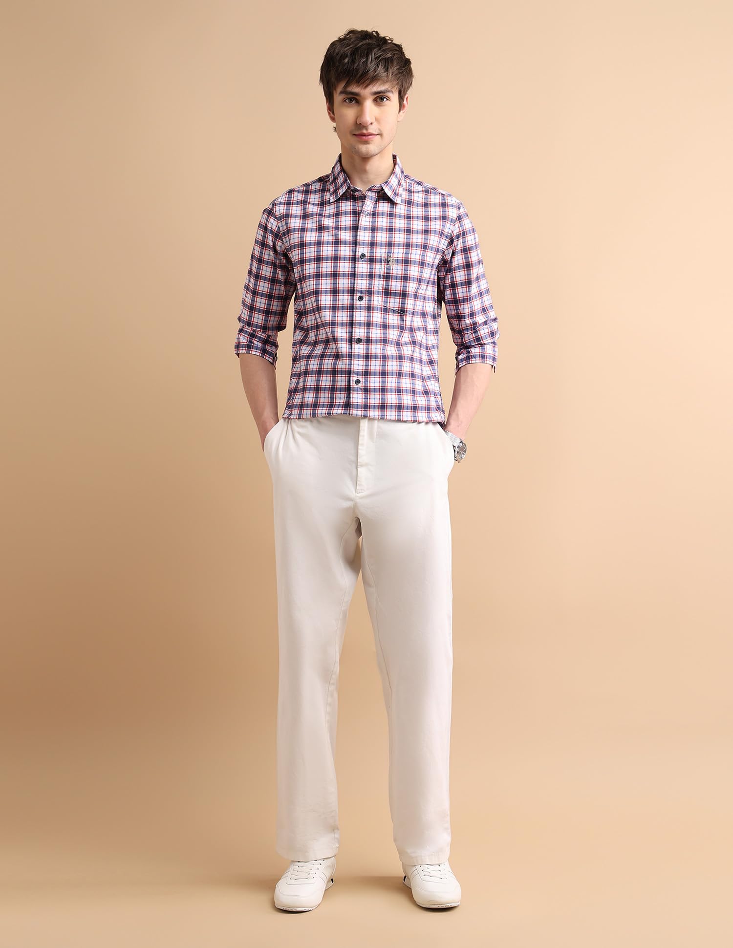 U.S. POLO ASSN. Cotton Men's Regular Fit Checks Fs Shirts (Usshtfx0057_White_S) - Image 4