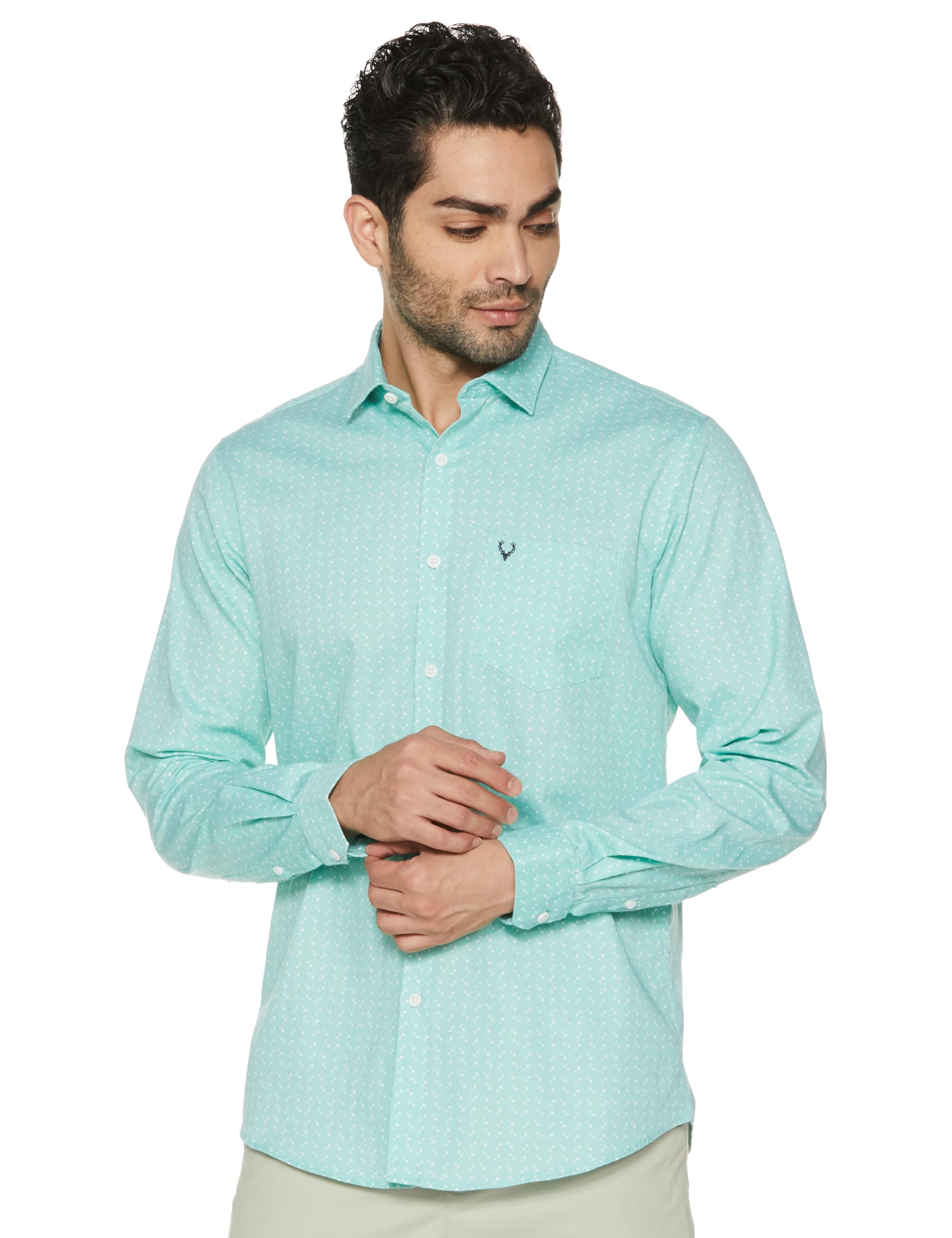 Allen Solly Men's Slim Fit Shirt (ASSFQSPPR30955_Green