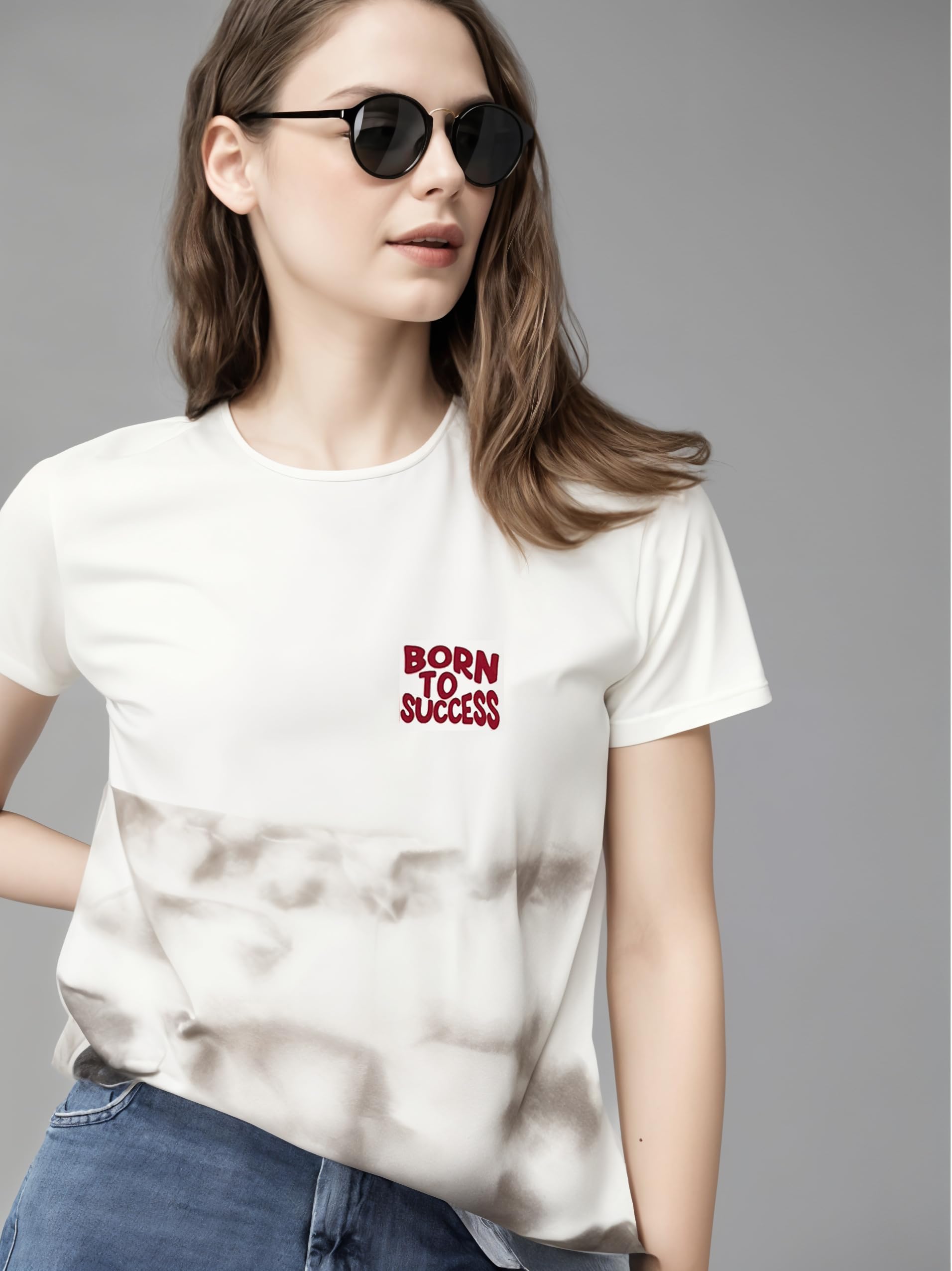 Mack Jonney Women Printed Cotton Rich T Shirt | Round Neck Tshirts|Half Sleeves|Printed-Regular Fit-Mack640807 - Image 6