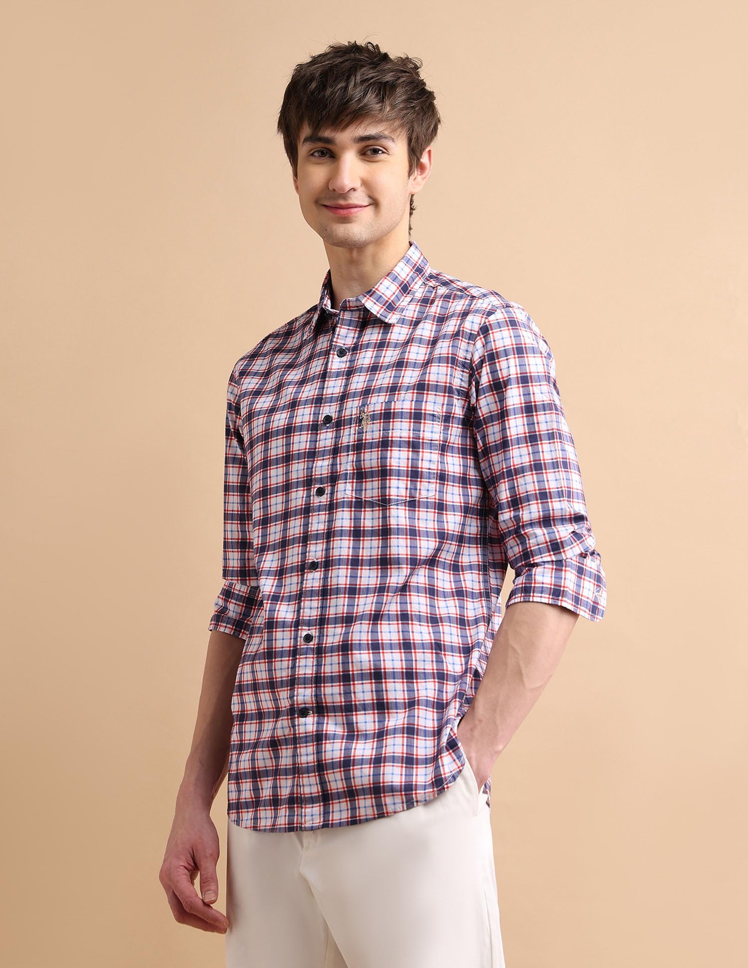 U.S. POLO ASSN. Cotton Men's Regular Fit Checks Fs Shirts (Usshtfx0057_White_S) - Image 3
