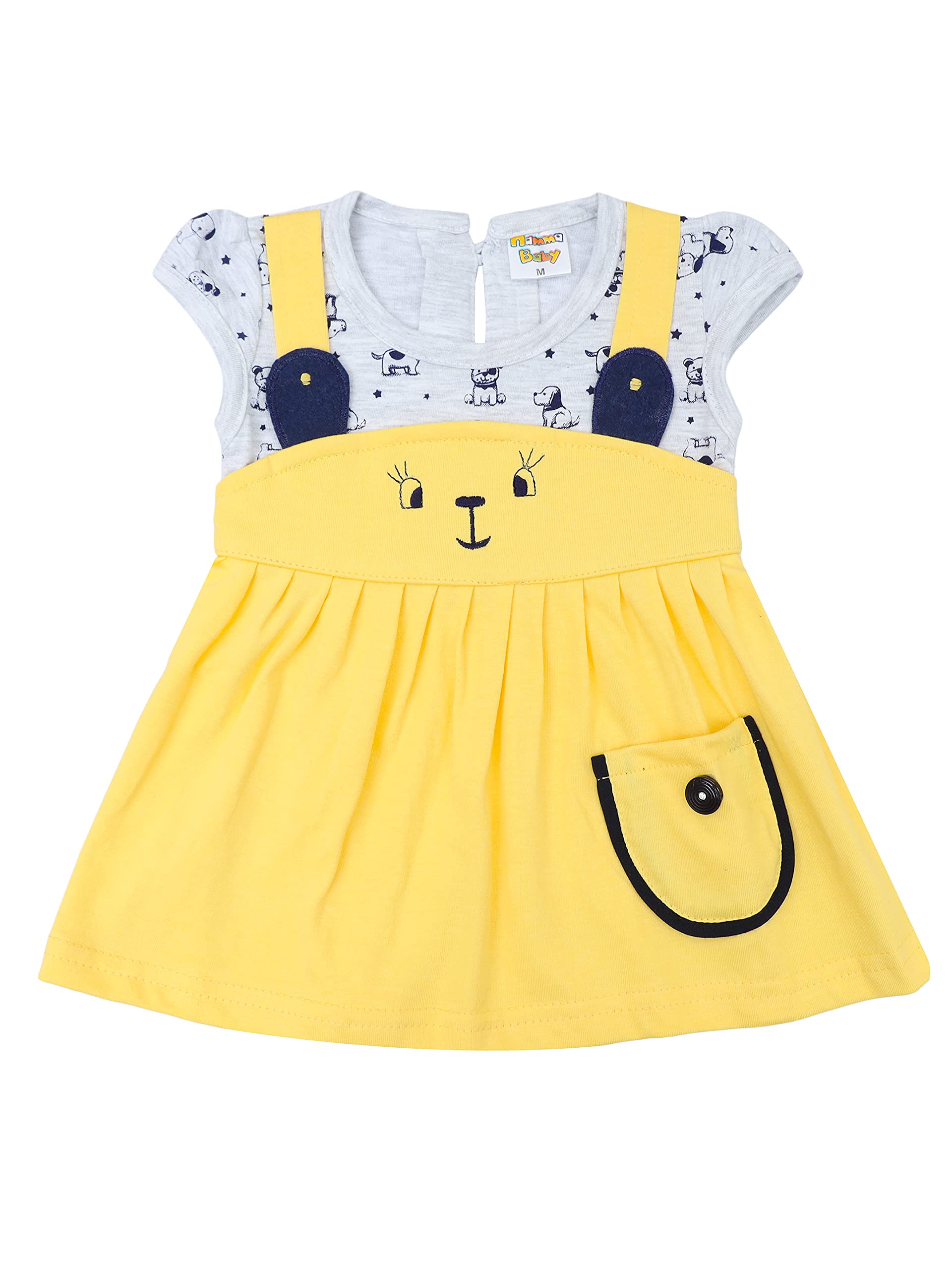 NammaBaby Baby Girls' A-Line Mini Frock Dress (Yellow_6-12 Months)