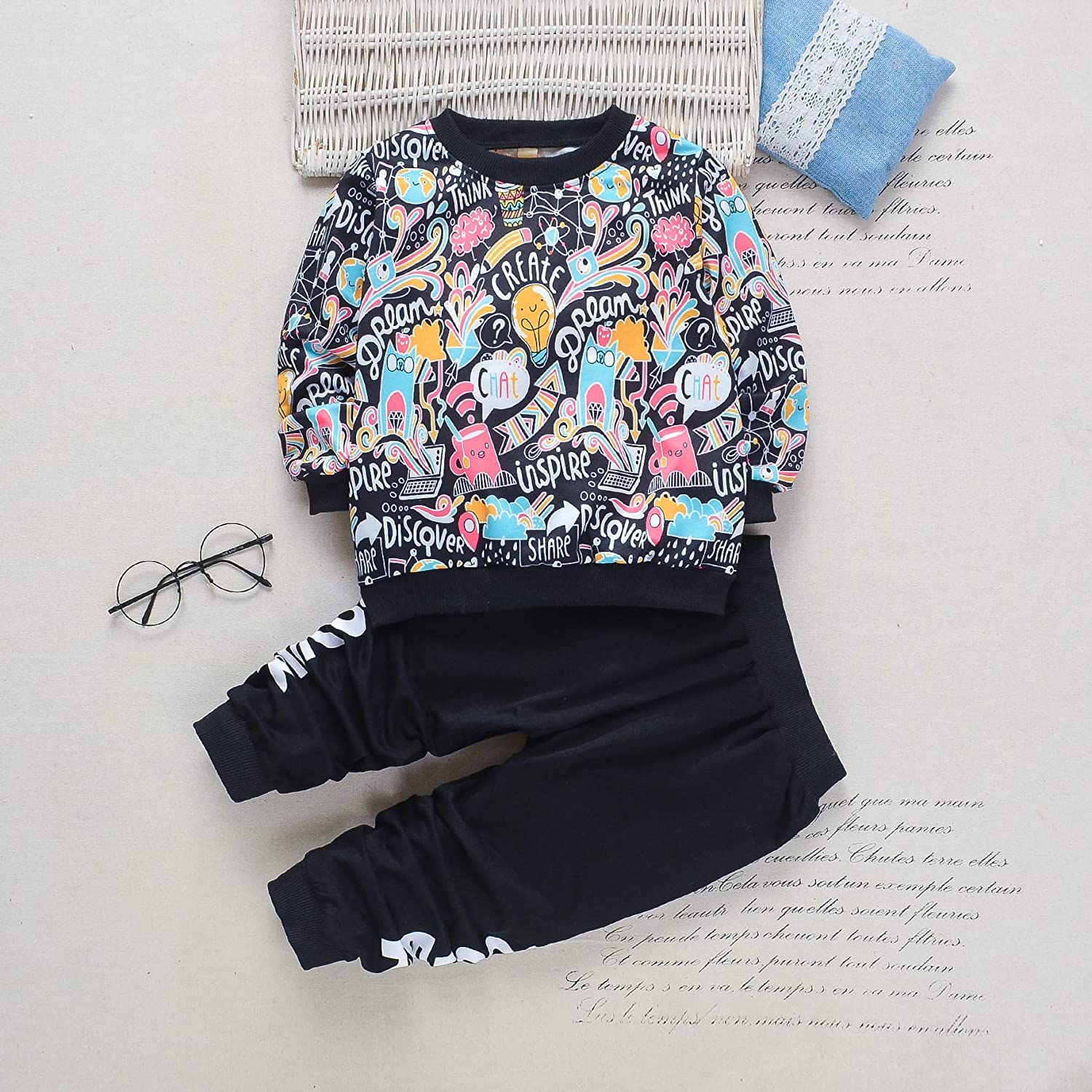 Googo Gaaga Boy's Cotton Printed Full Sleeves Sweatshirt With Jogger In Black Color Set For Baby Boys (5-6 Years) - Image 6