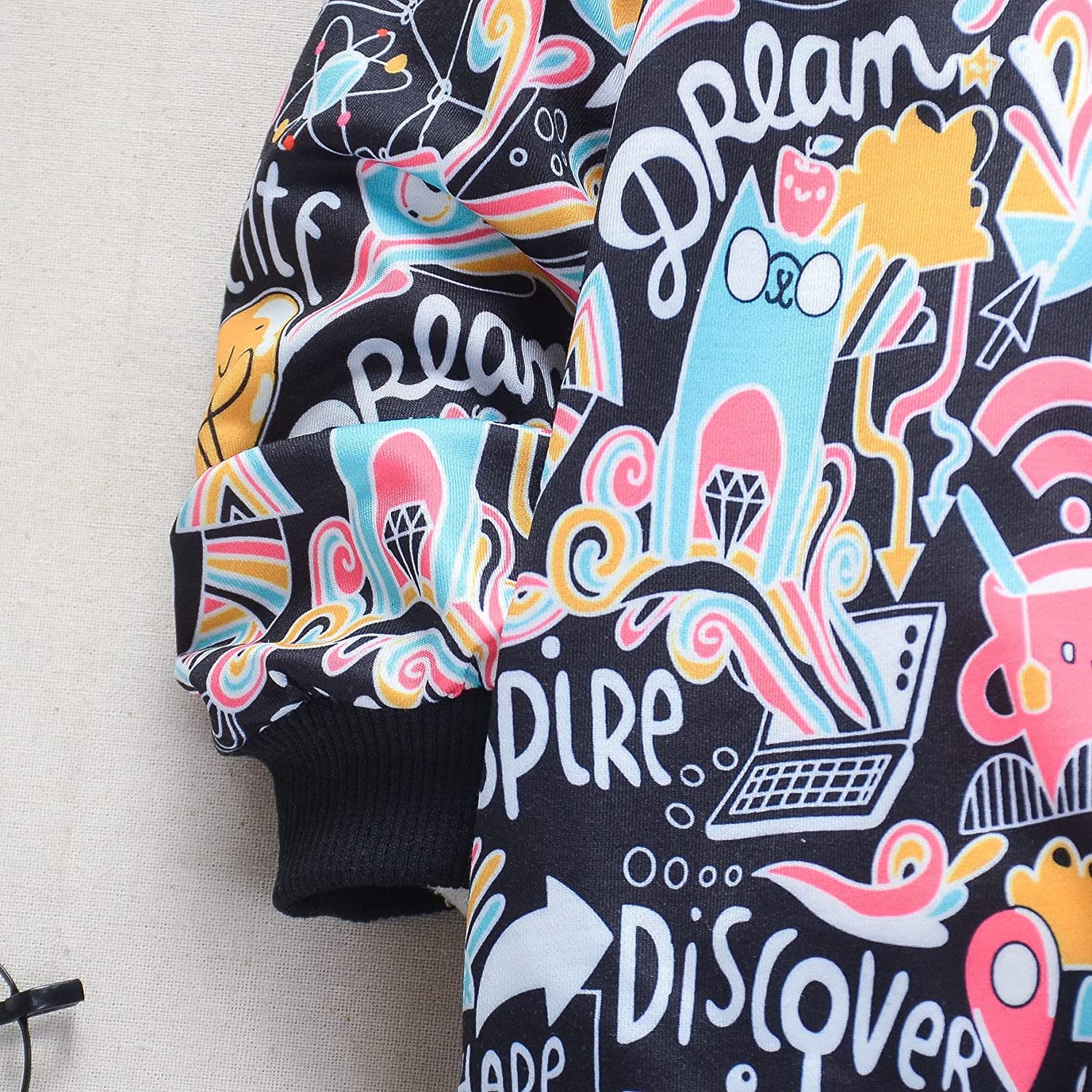 Googo Gaaga Boy's Cotton Printed Full Sleeves Sweatshirt With Jogger In Black Color Set For Baby Boys (5-6 Years) - Image 3