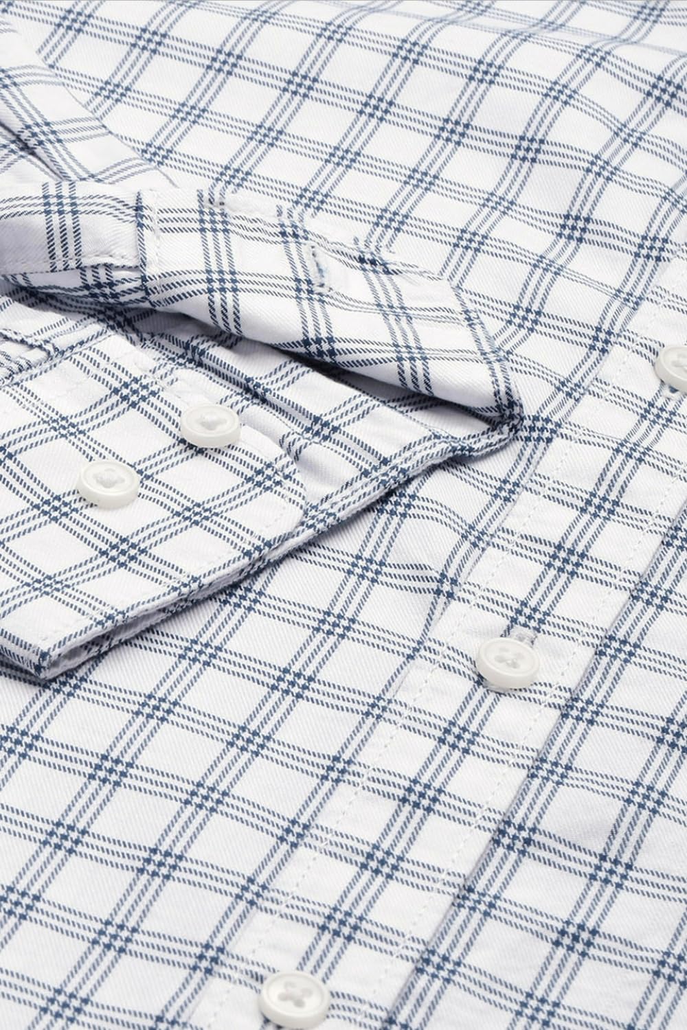 Peter England Men's Slim Fit Full Sleeve Checkered Casual Shirt | 100% Cotton | Premium Twill Weave White - Image 3