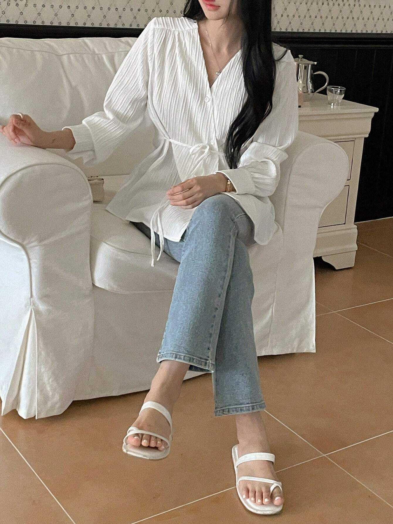 LERIYA FASHION Women's Solid Regular Fit Top (LF-W2052_White XL) - Image 2