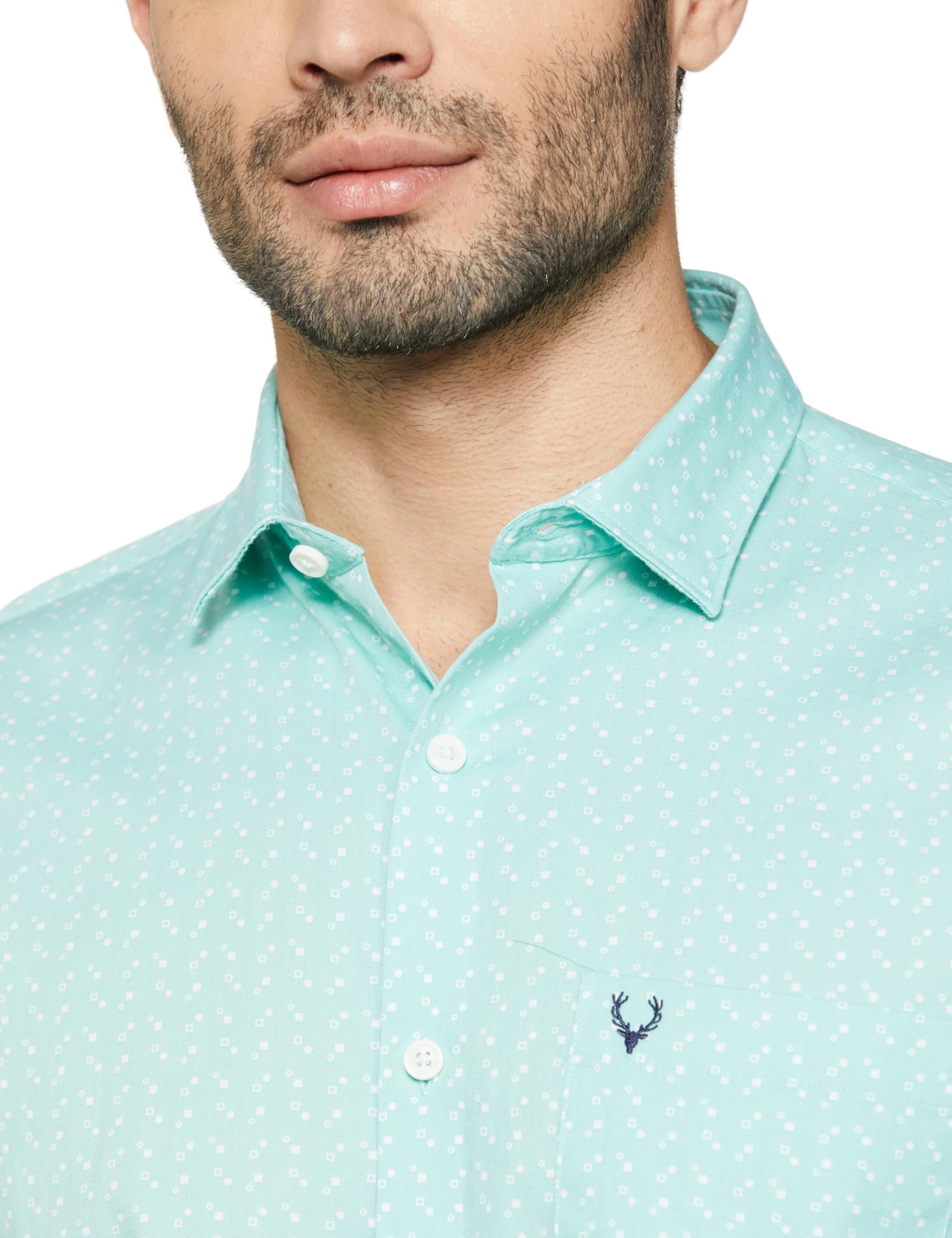 Allen Solly Men's Slim Fit Shirt (ASSFQSPPR30955_Green - Image 3