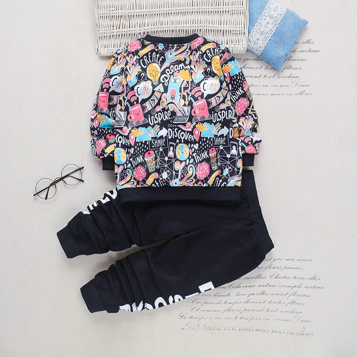 Googo Gaaga Boy's Cotton Printed Full Sleeves Sweatshirt With Jogger In Black Color Set For Baby Boys (5-6 Years) - Image 5