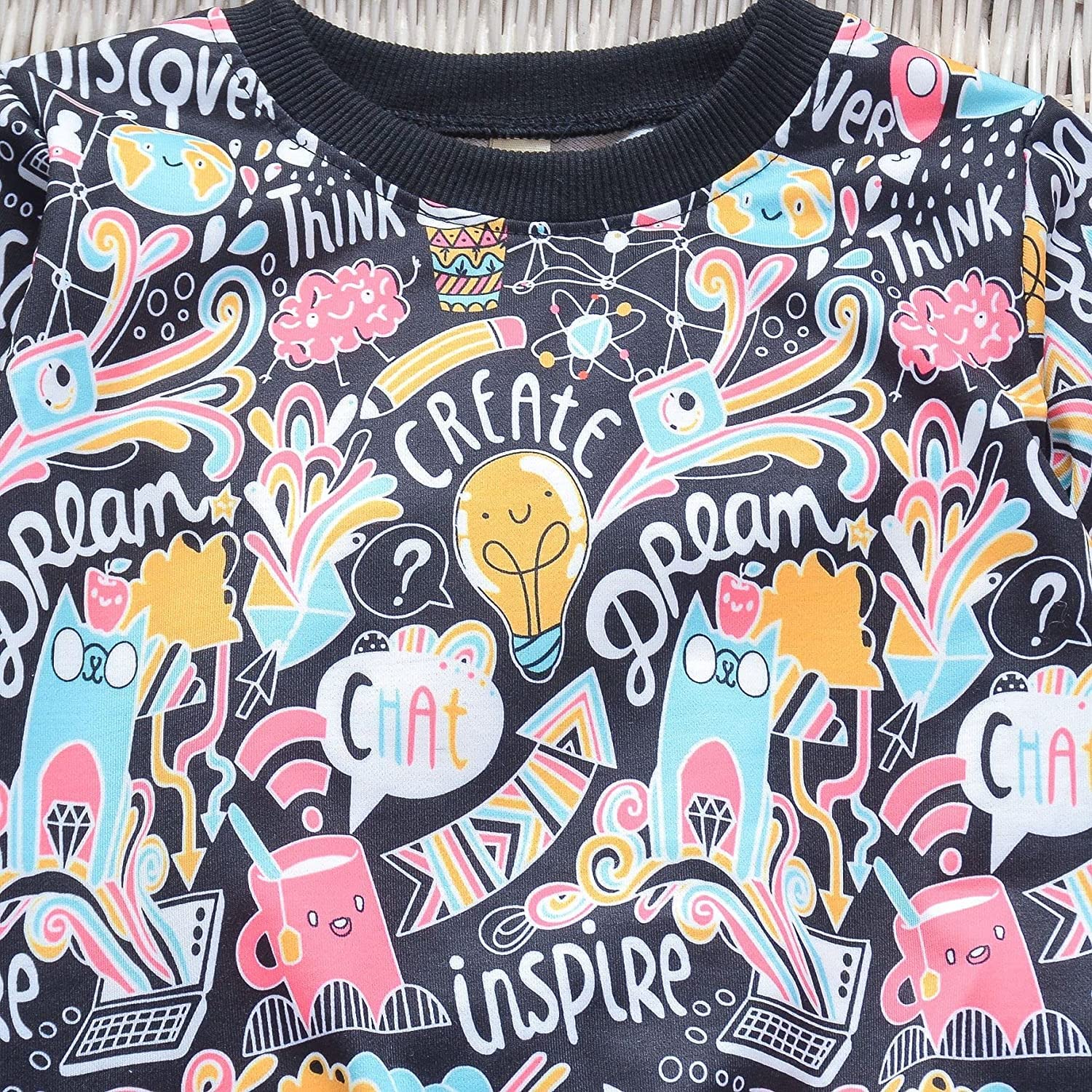 Googo Gaaga Boy's Cotton Printed Full Sleeves Sweatshirt With Jogger In Black Color Set For Baby Boys (5-6 Years) - Image 2