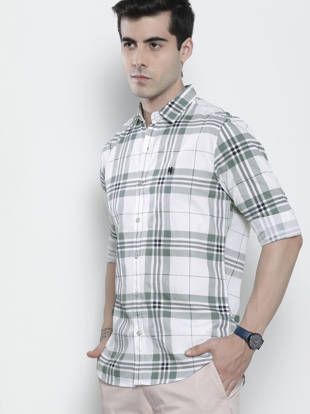 The Indian Garage Co Cotton Adult Men's Regular Fit Shirt (0722-SH317-03_White XL) - Image 3