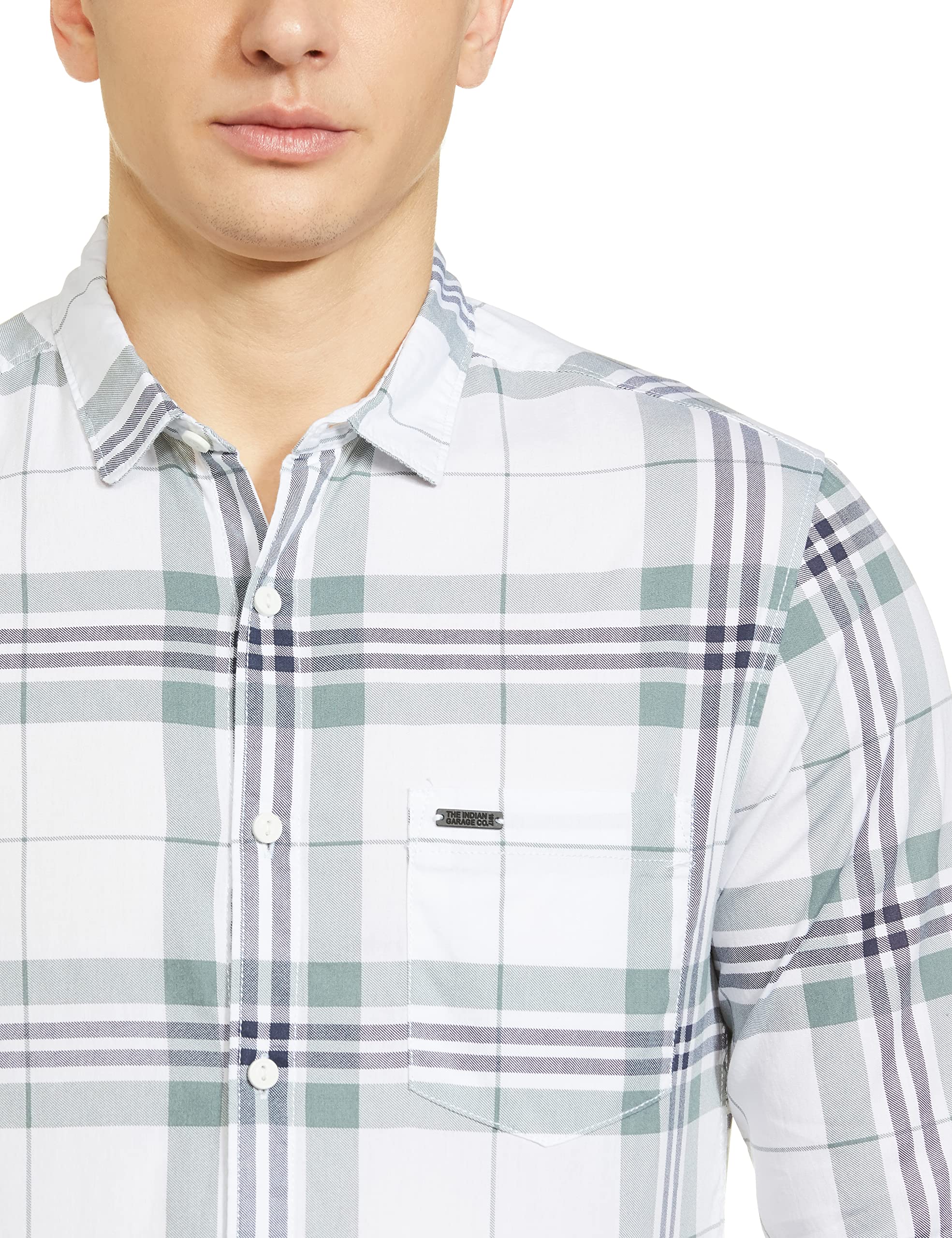 The Indian Garage Co Cotton Adult Men's Regular Fit Shirt (0722-SH317-03_White XL) - Image 5