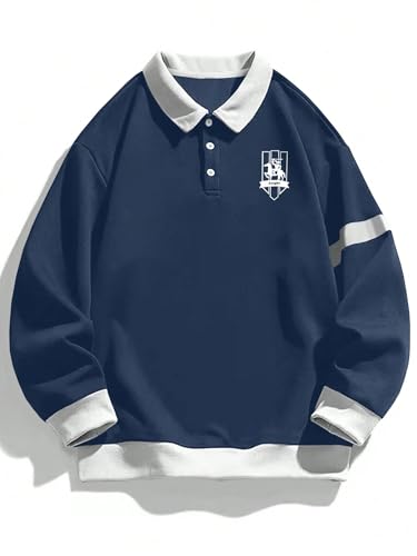 JVX Unisex-Adult Wool Blend Collared Neck Regular Fit Sweatshirt (MSS-04_Blue_Small) - Image 4