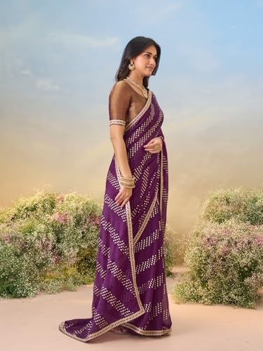 Laxmipati Anaya Wine Silk Saree with Geometric Prints - Image 6