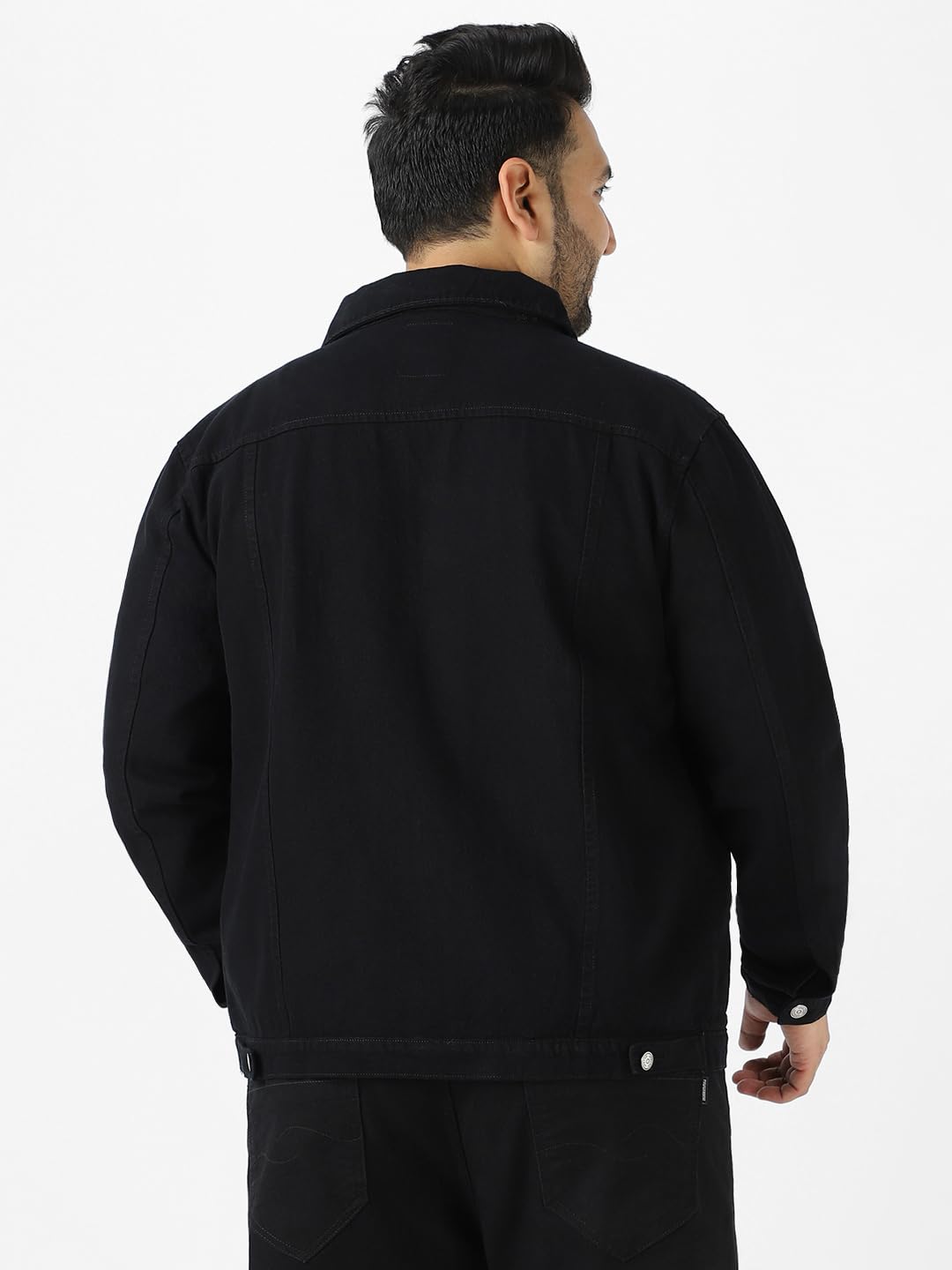 Urbano Plus Men's Black Regular Fit Washed Full Sleeve Denim Jacket (plusjaktp-denim-black-4xl) - Image 4