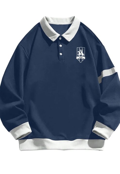 JVX Unisex-Adult Wool Blend Collared Neck Regular Fit Sweatshirt (MSS-04_Blue_Small)