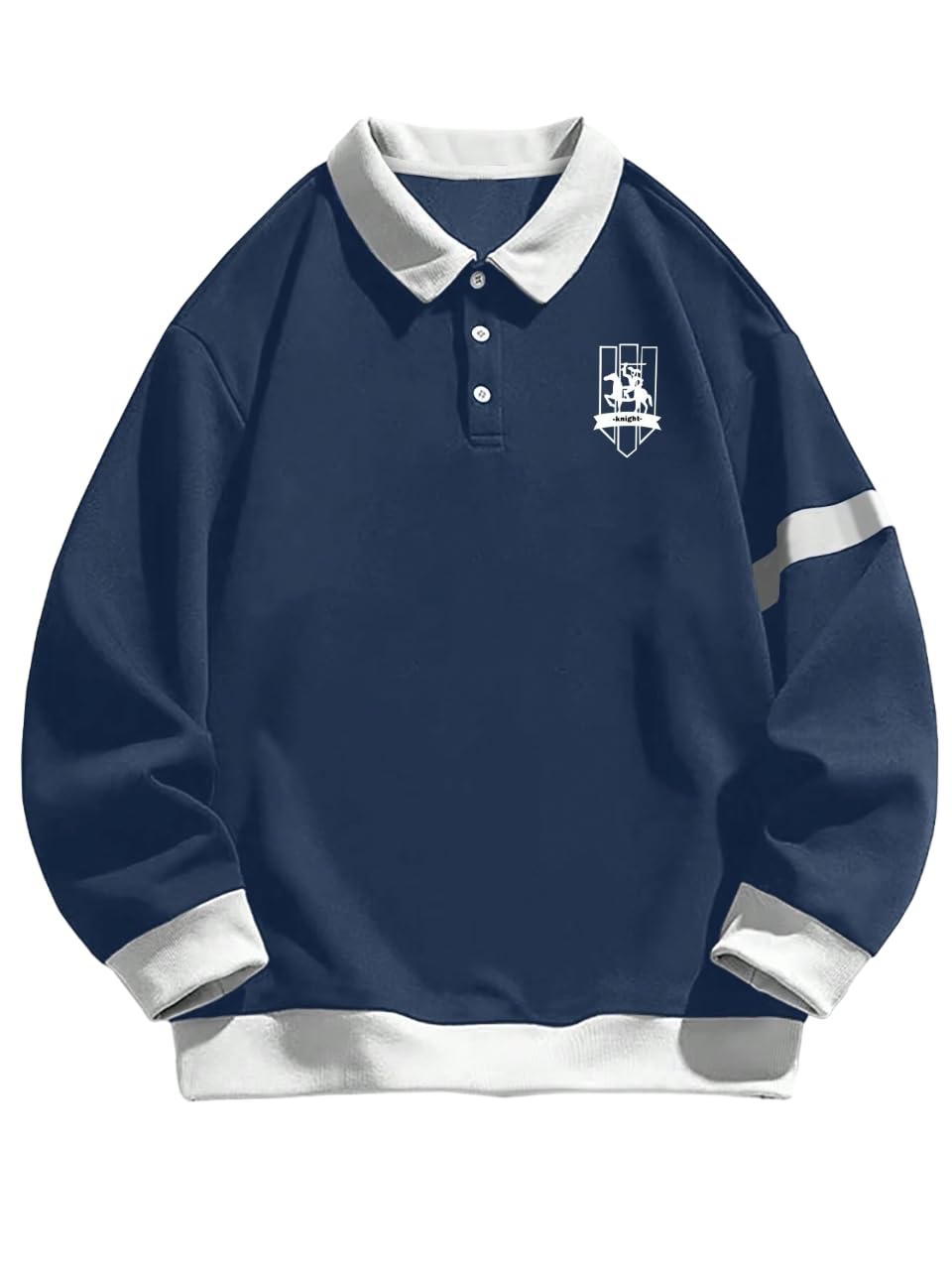 JVX Unisex-Adult Wool Blend Collared Neck Regular Fit Sweatshirt (MSS-04_Blue_Small)