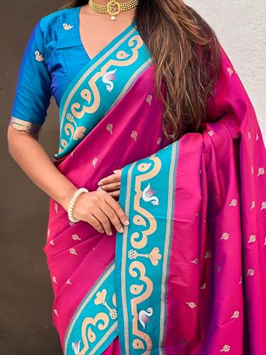 Elite Weaves Zari Woven Rajhans Swan Paithani Silk Saree - Image 5