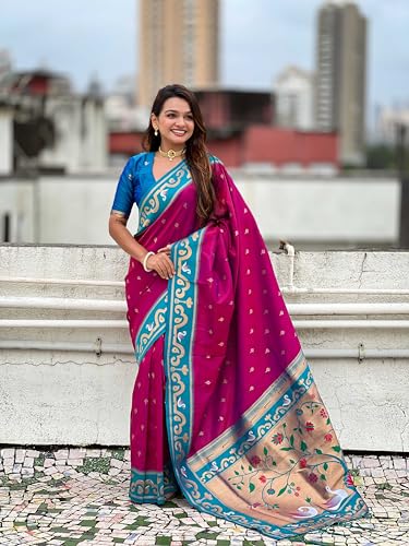 Elite Weaves Zari Woven Rajhans Swan Paithani Silk Saree - Image 3