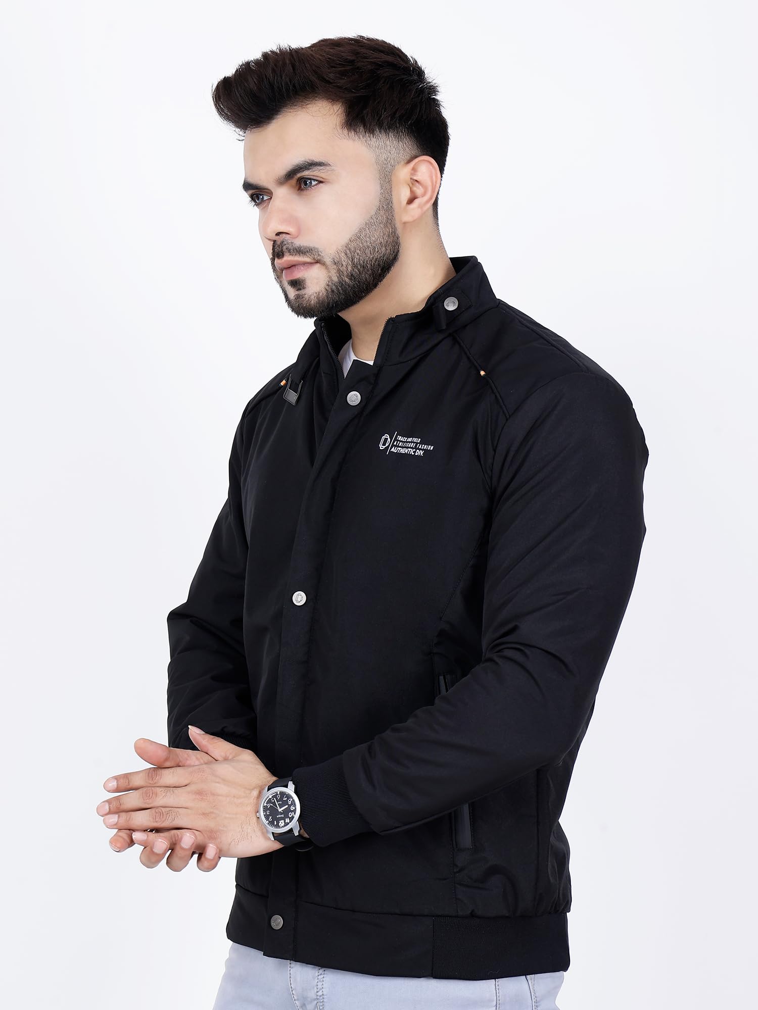 Dolllar Jackets for Men Stylish latest Casual Zipper Bomber Winter Jacket Full Sleeve Water Resistant Jacket for Men Non Reversible Black - Image 5