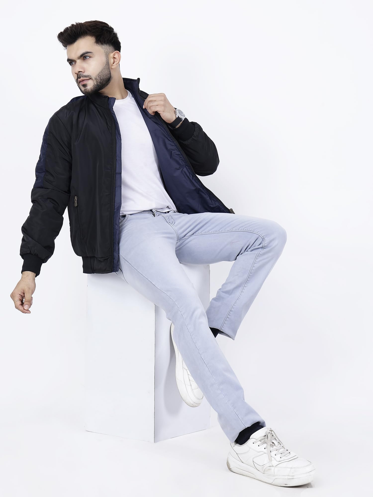 Dolllar Jackets for Men Stylish latest Casual Zipper Bomber Winter Jacket Full Sleeve Water Resistant Jacket for Men Non Reversible - Image 6