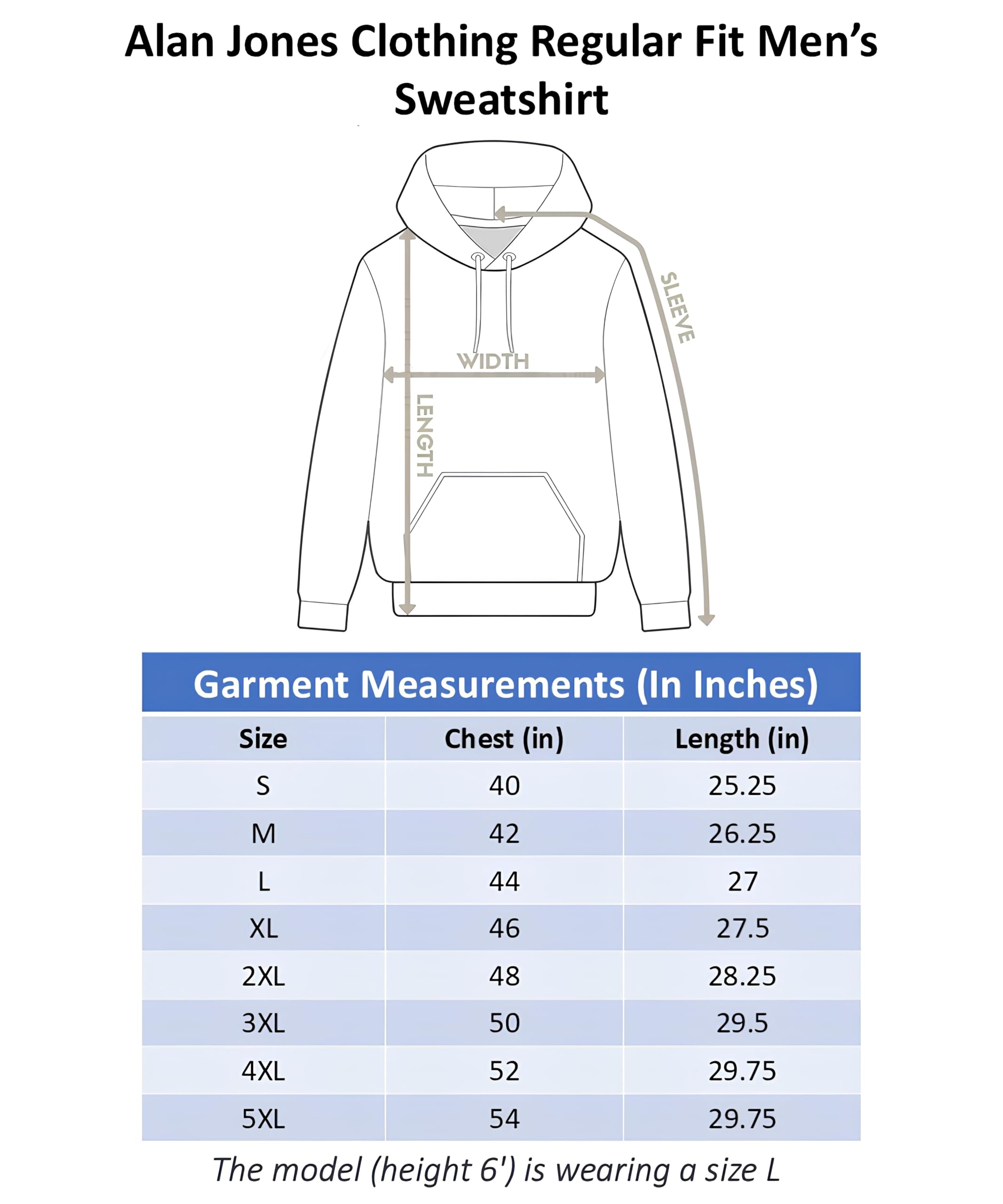 Alan Jones Clothing Men’s Solid Hooded Sweatshirt | Drawstring Hood, Kangaroo Pocket, Ribbed Hem | Regular Fit | Sizes S–5XL | Multiple Colors (Persian Blue_L) - Image 3