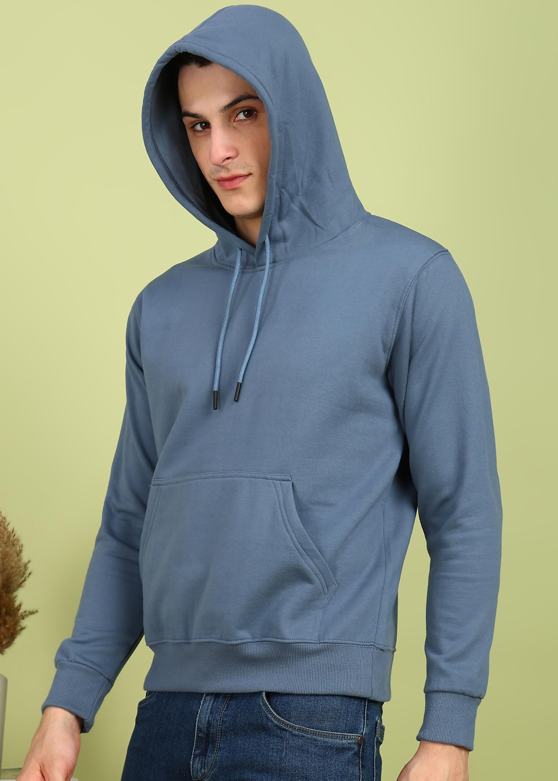 Alan Jones Clothing Men’s Solid Hooded Sweatshirt | Drawstring Hood, Kangaroo Pocket, Ribbed Hem | Regular Fit | Sizes S–5XL | Multiple Colors (Persian Blue_L) - Image 5