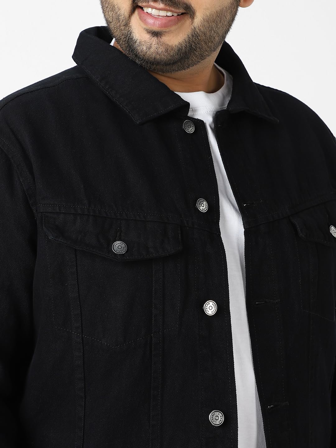 Urbano Plus Men's Black Regular Fit Washed Full Sleeve Denim Jacket (plusjaktp-denim-black-4xl) - Image 2
