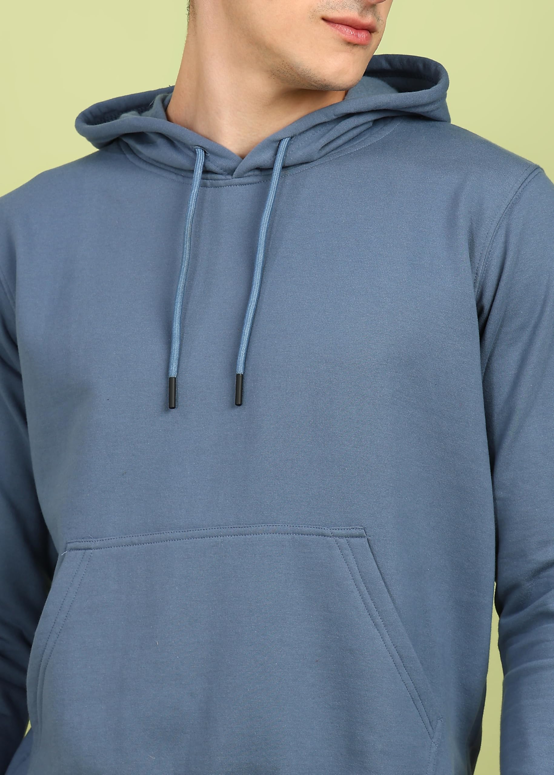 Alan Jones Clothing Men’s Solid Hooded Sweatshirt | Drawstring Hood, Kangaroo Pocket, Ribbed Hem | Regular Fit | Sizes S–5XL | Multiple Colors (Persian Blue_L) - Image 4