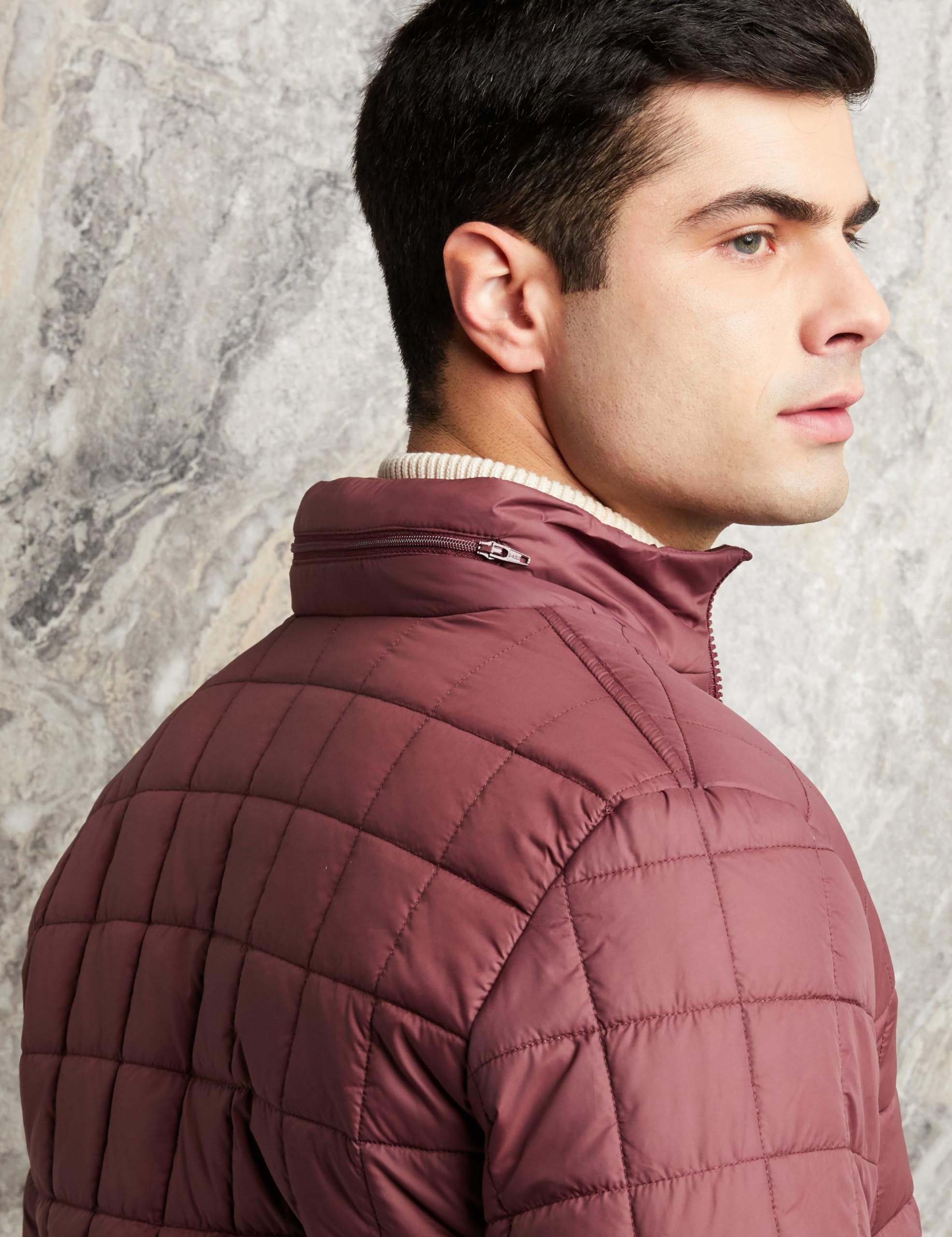 Symbol Mens Polyester Standard Length Quilted Jacket (Aw22-Sy-Qb-Jk-01_Wine_Xl) - Image 3