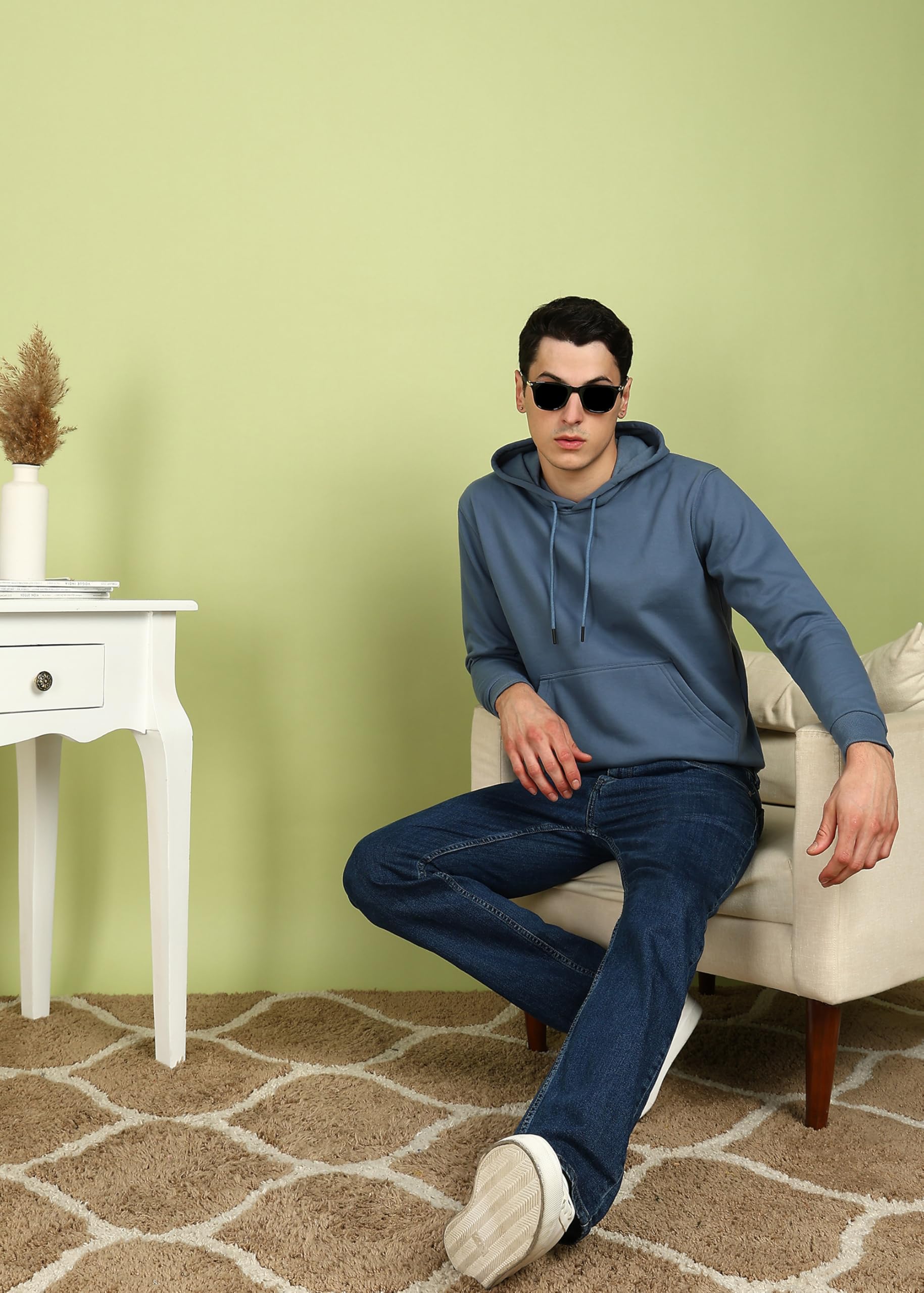 Alan Jones Clothing Men’s Solid Hooded Sweatshirt | Drawstring Hood, Kangaroo Pocket, Ribbed Hem | Regular Fit | Sizes S–5XL | Multiple Colors (Persian Blue_L) - Image 7