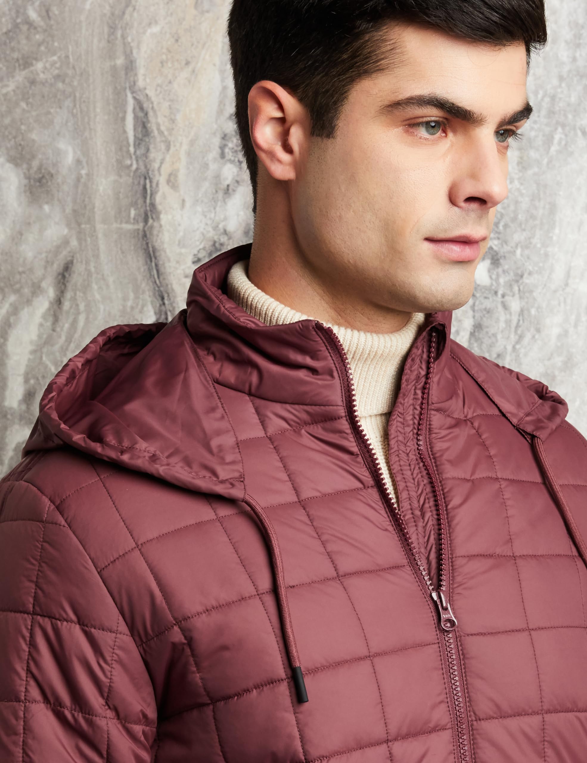 Symbol Mens Polyester Standard Length Quilted Jacket (Aw22-Sy-Qb-Jk-01_Wine_Xl) - Image 4