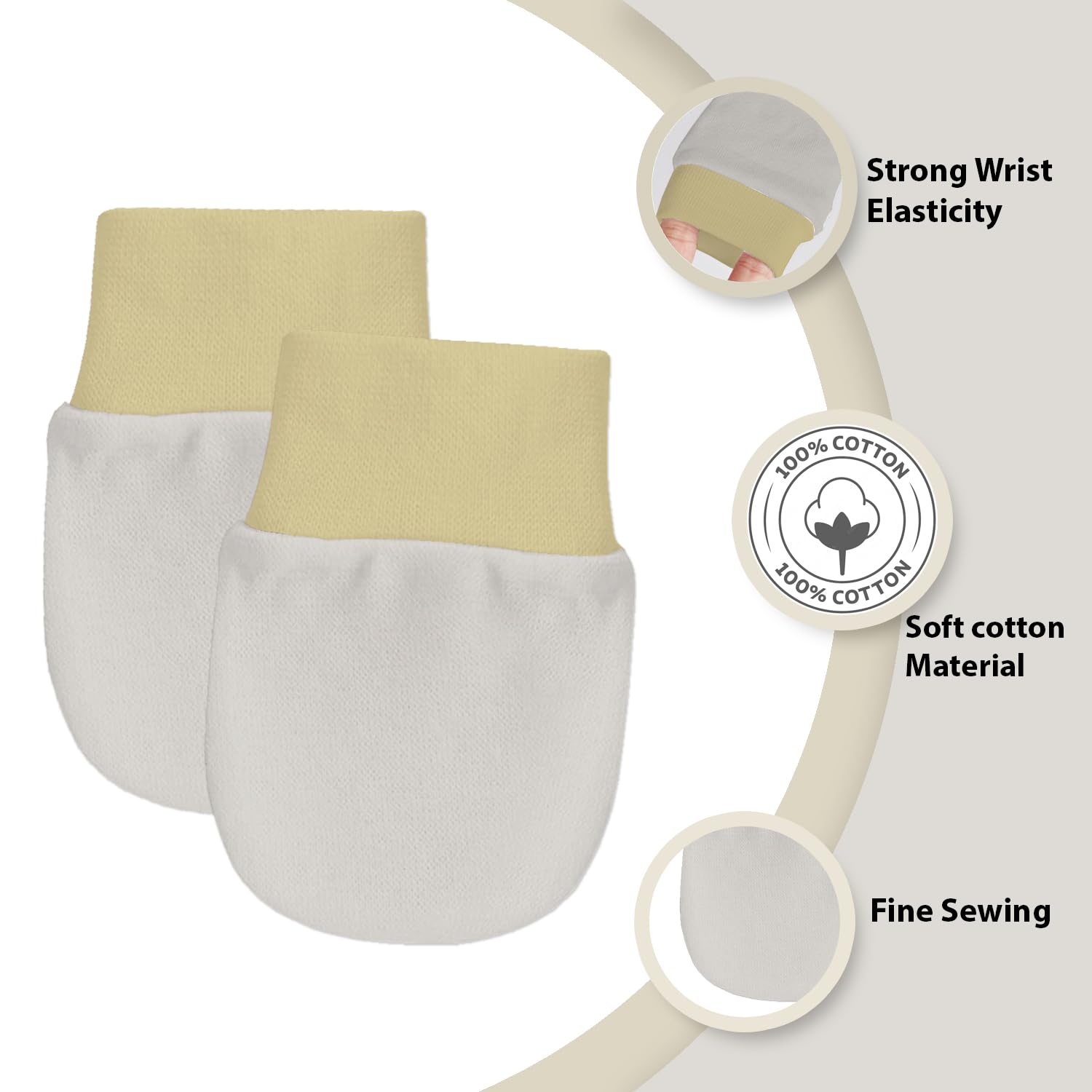 Adhigams Soft Cotton Mittens for Newborn (6-9 Months) | Gentle Elastic Baby Gloves | Multicolor Hand Mittens for Boys & Girls | Newborn Essentials - Image 2
