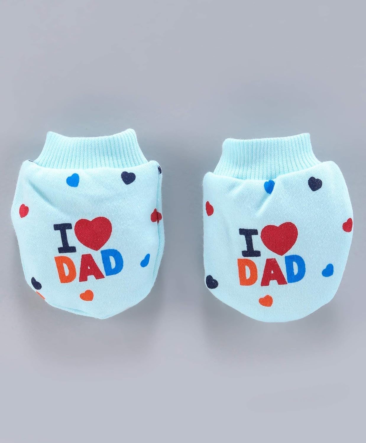 CUTEABLY Baby Cotton Mittens & Booties Set I Love Dad & Mom Print, 0-12 Months, Unisex (Baby, Blue, 0-12 Months) - Image 4