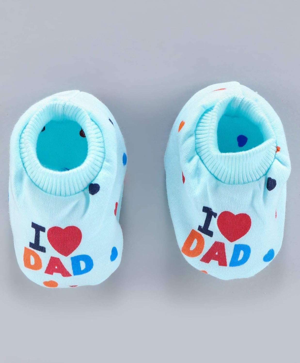 CUTEABLY Baby Cotton Mittens & Booties Set I Love Dad & Mom Print, 0-12 Months, Unisex (Baby, Blue, 0-12 Months) - Image 2