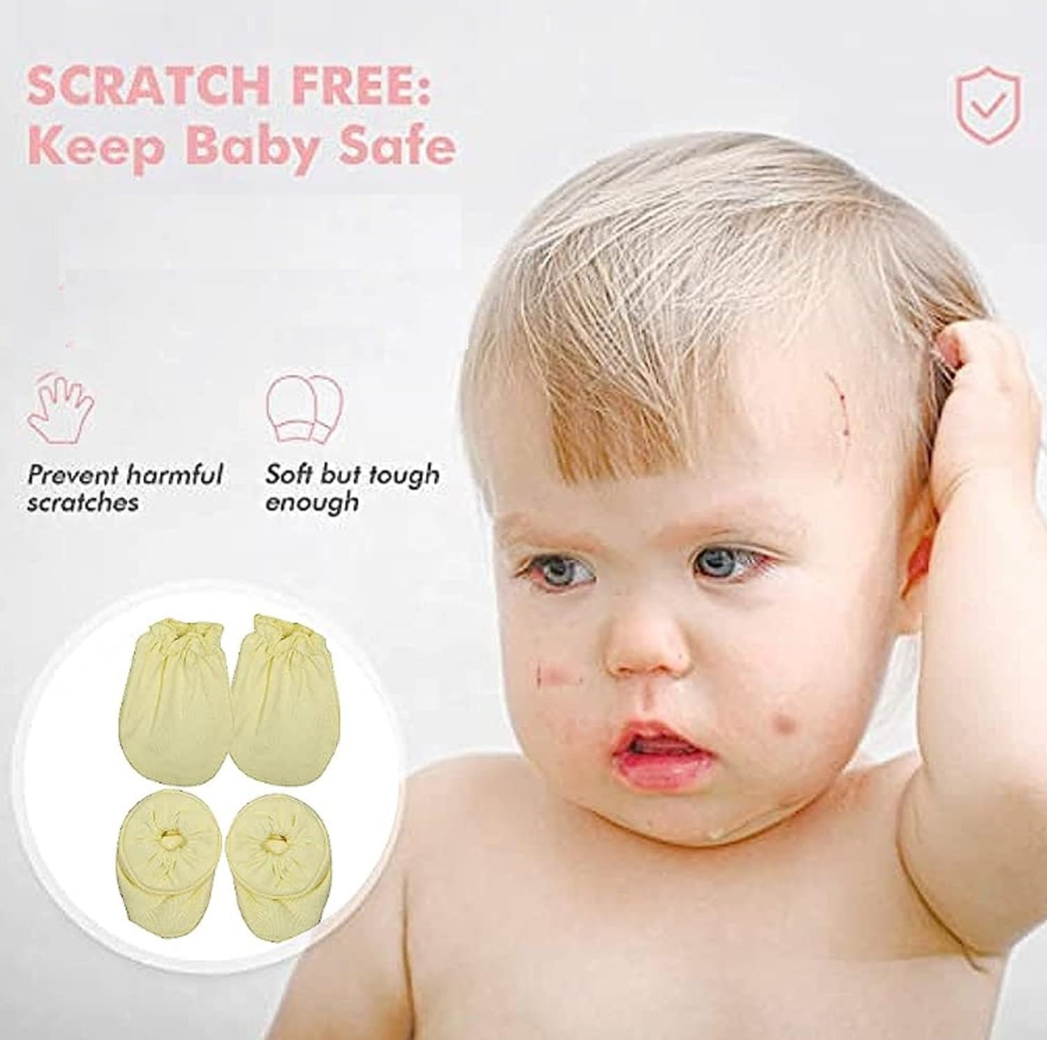 Wavva® Soft Cotton Printed Mitten Gloves Cap Booty Set for New Born Baby (Assorted Colours,0-6 Months) Multicoloured Hand Gloves and Socks (1) - Image 2