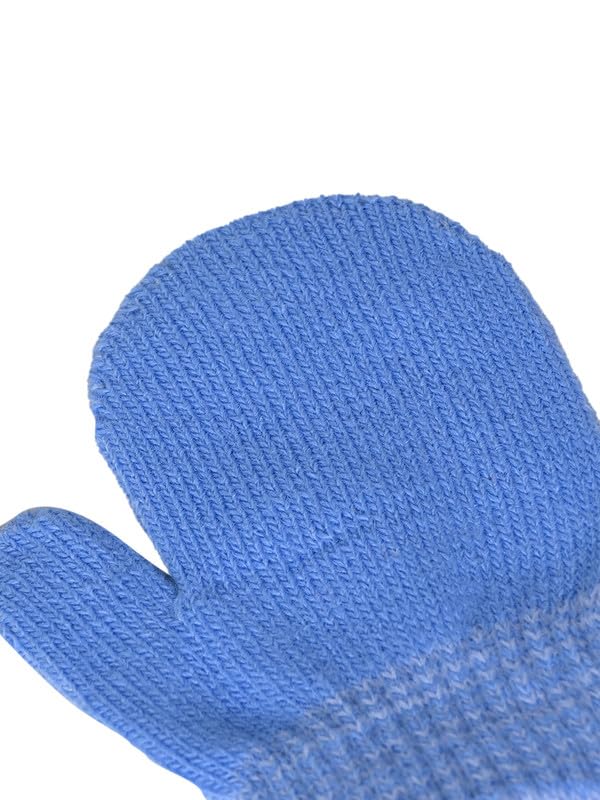 KID-O-WORLD Babies Contrast Striped Mittens Stylish Winter Warmth For A Bold Fashion Statement Stay Cozy And Chic In The Cold_(Blue 0-2 Years) - Image 2