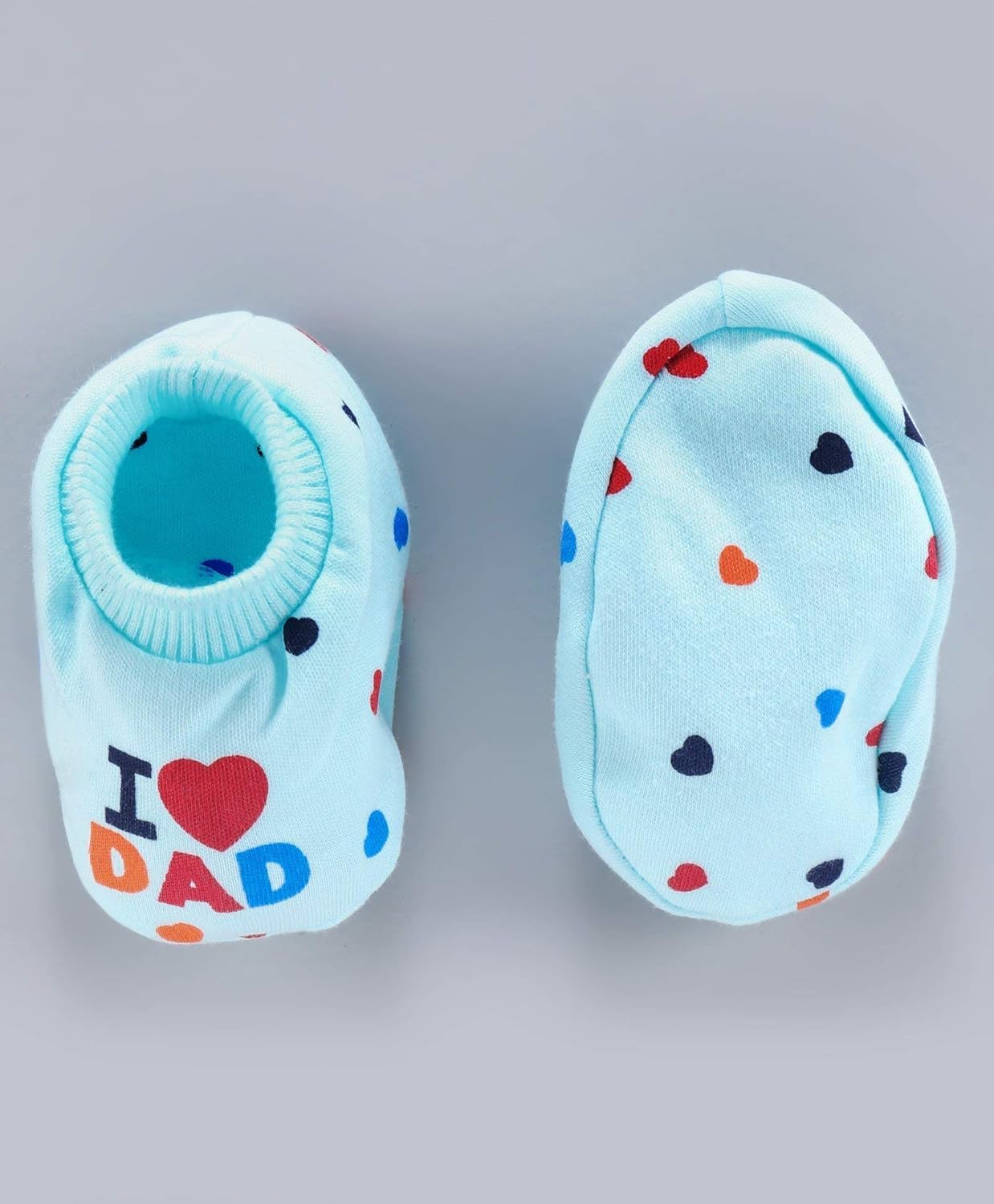 CUTEABLY Baby Cotton Mittens & Booties Set I Love Dad & Mom Print, 0-12 Months, Unisex (Baby, Blue, 0-12 Months) - Image 6