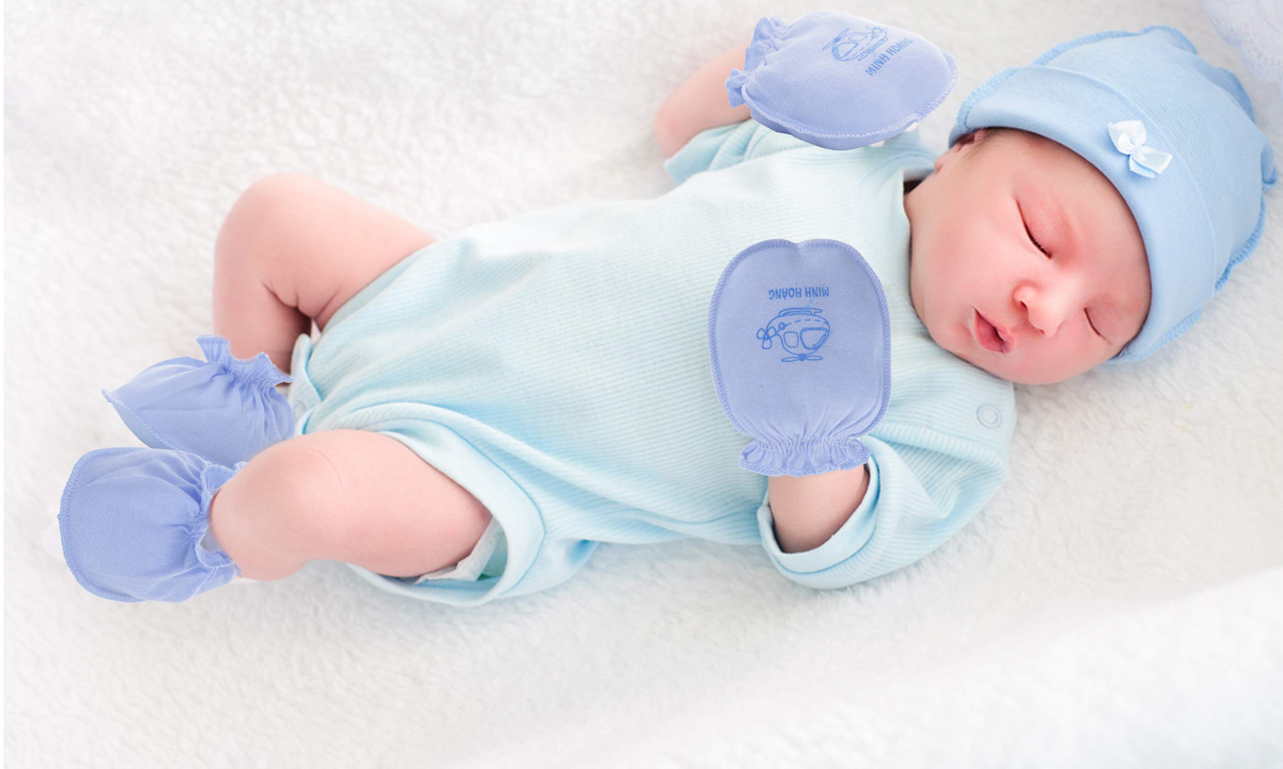 Pokory Mitten Set for Babies with One Cotton Cap and One Hand Glove Mitten Pack of 1 Set For baby Boys and baby Girls To Keep baby warm and Comfortable Suitable from New born to 2 years 0 to 24 months - Image 2